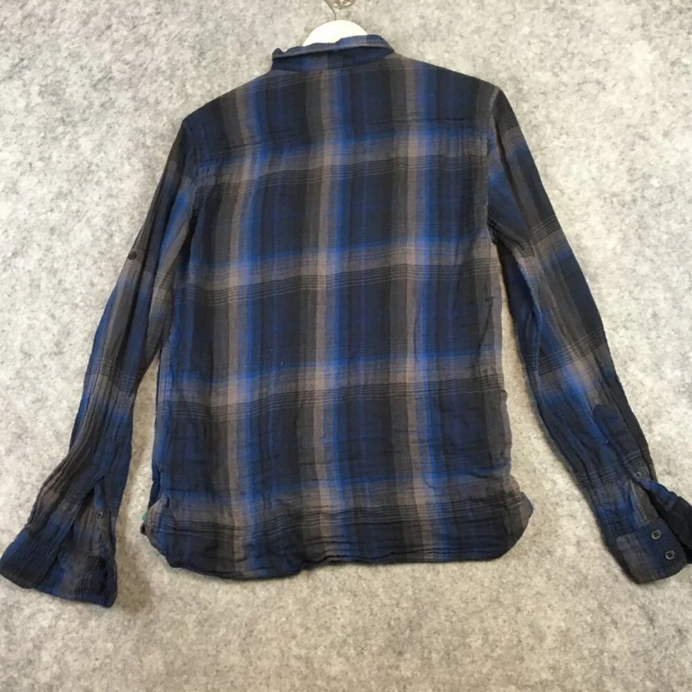 Urban Outfitters Standard Cloth Shirt S M XL Boyfriend Plaid Long Sleeve Blue